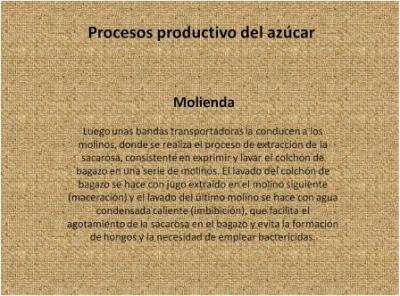 Proceso productivo del az&uacute;car